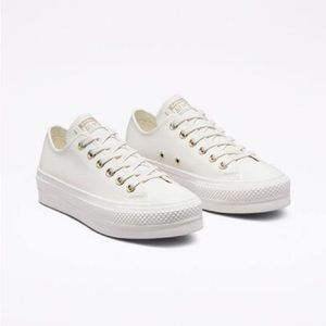 White Leather Platform Converse